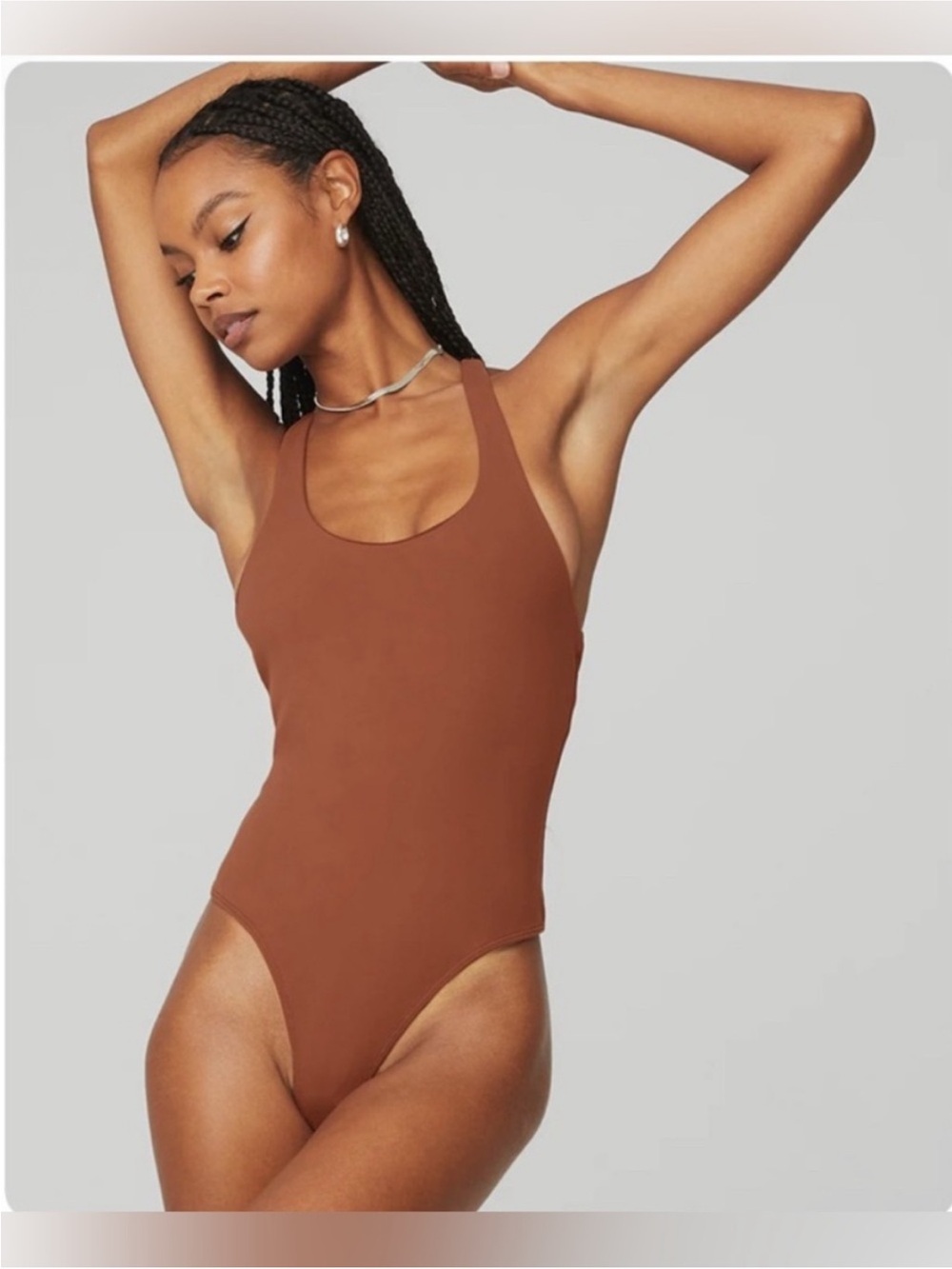 Alo Yoga Sleek Back Bodysuit in Rust Large
